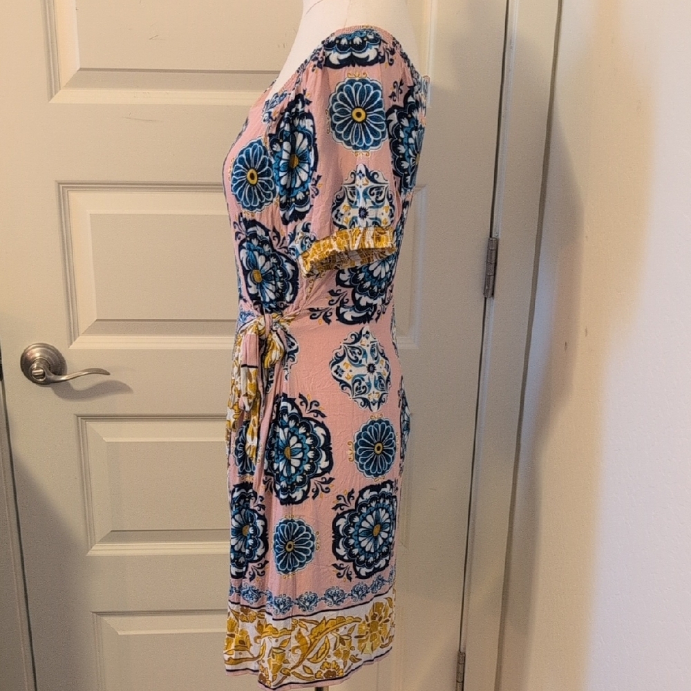 MAEVE by Anthropologie Resort Wrap Dress Pink Floral US Size 8 - Picture 4 of 16